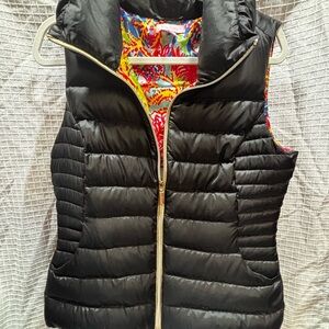 Lilly Pulitzer Black Puffer Vest with Vibrant Lining
